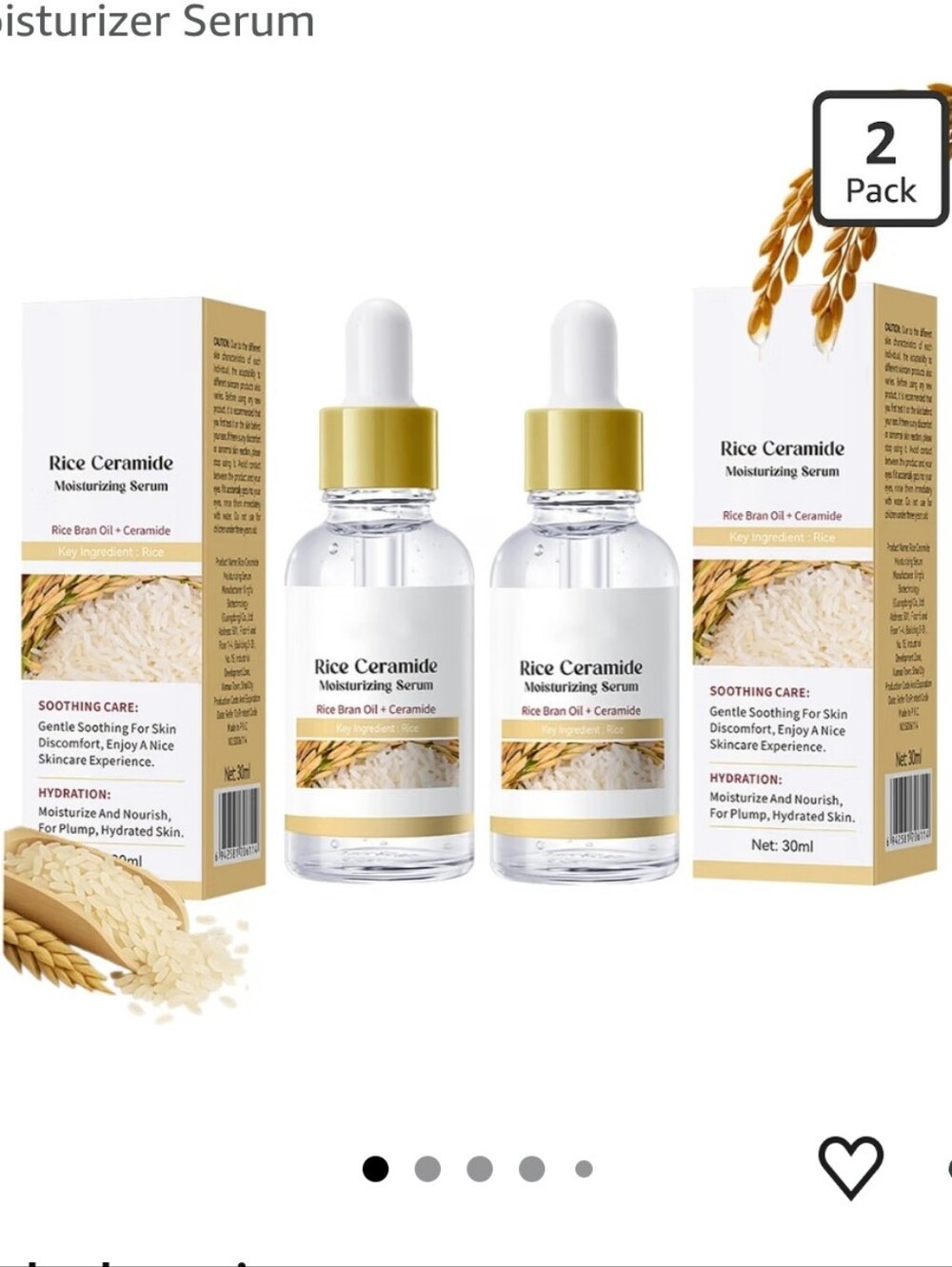 2PCS Rice Ceramide Moisturizing Facial Serum